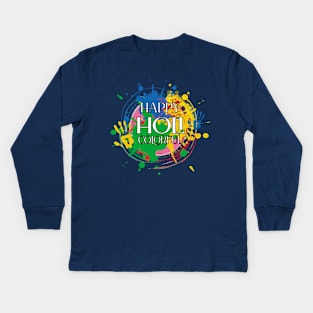 Happy Holi Colorful Kids Long Sleeve T-Shirt